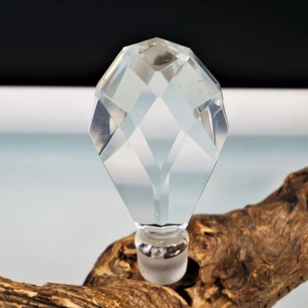Vintage Large Clear Glass Faceted Bottle Decanter Stopper